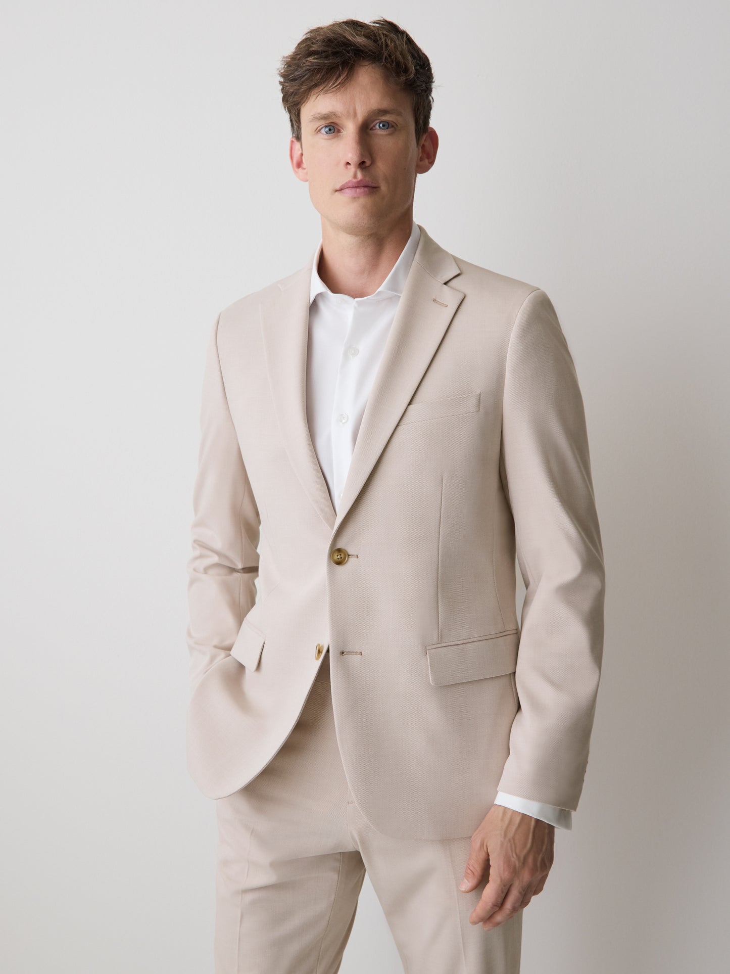 Slim-Fit Light Pink Suit Blazer