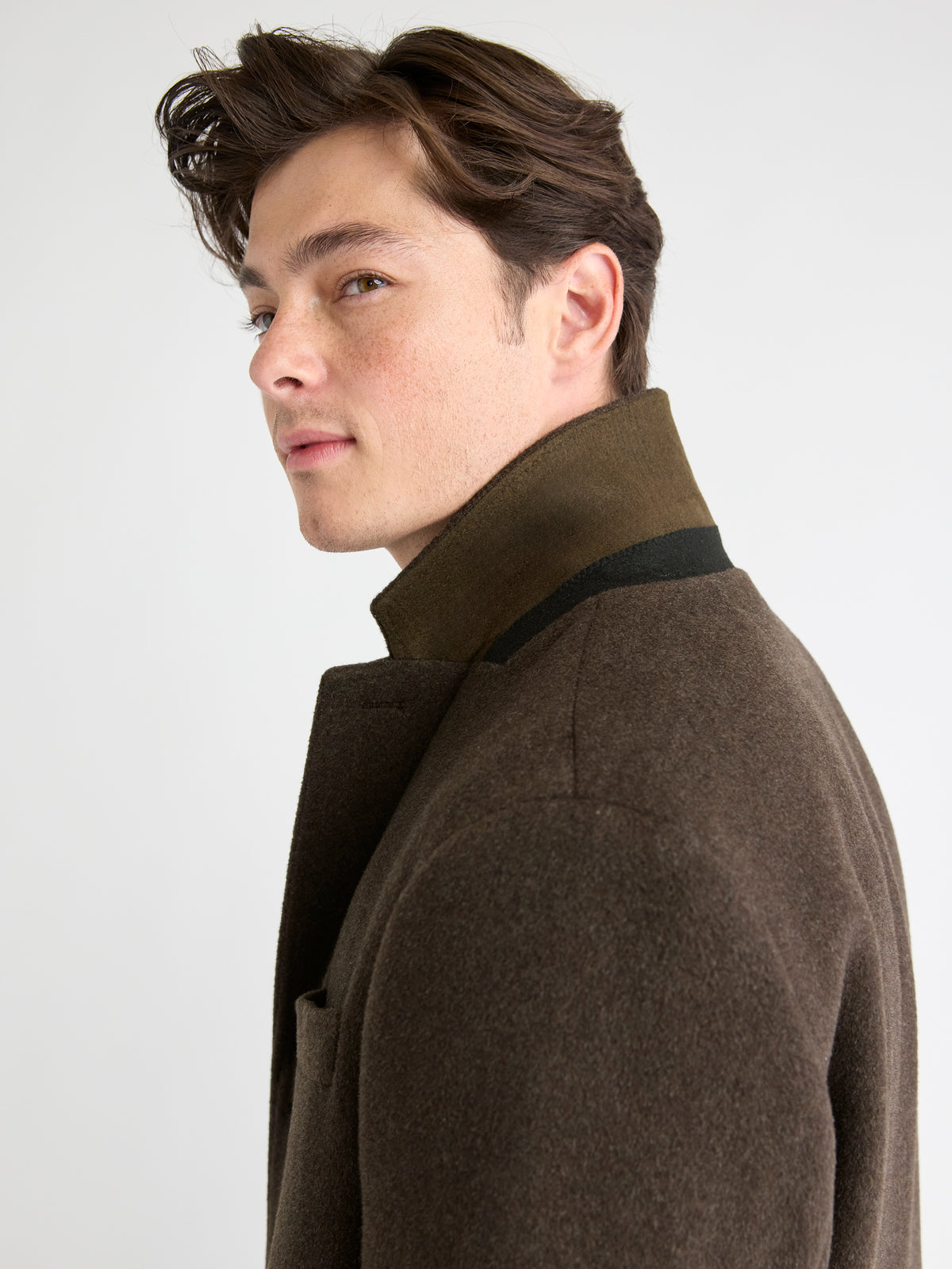 Wool and Cashmere Coat with Tailored Collar