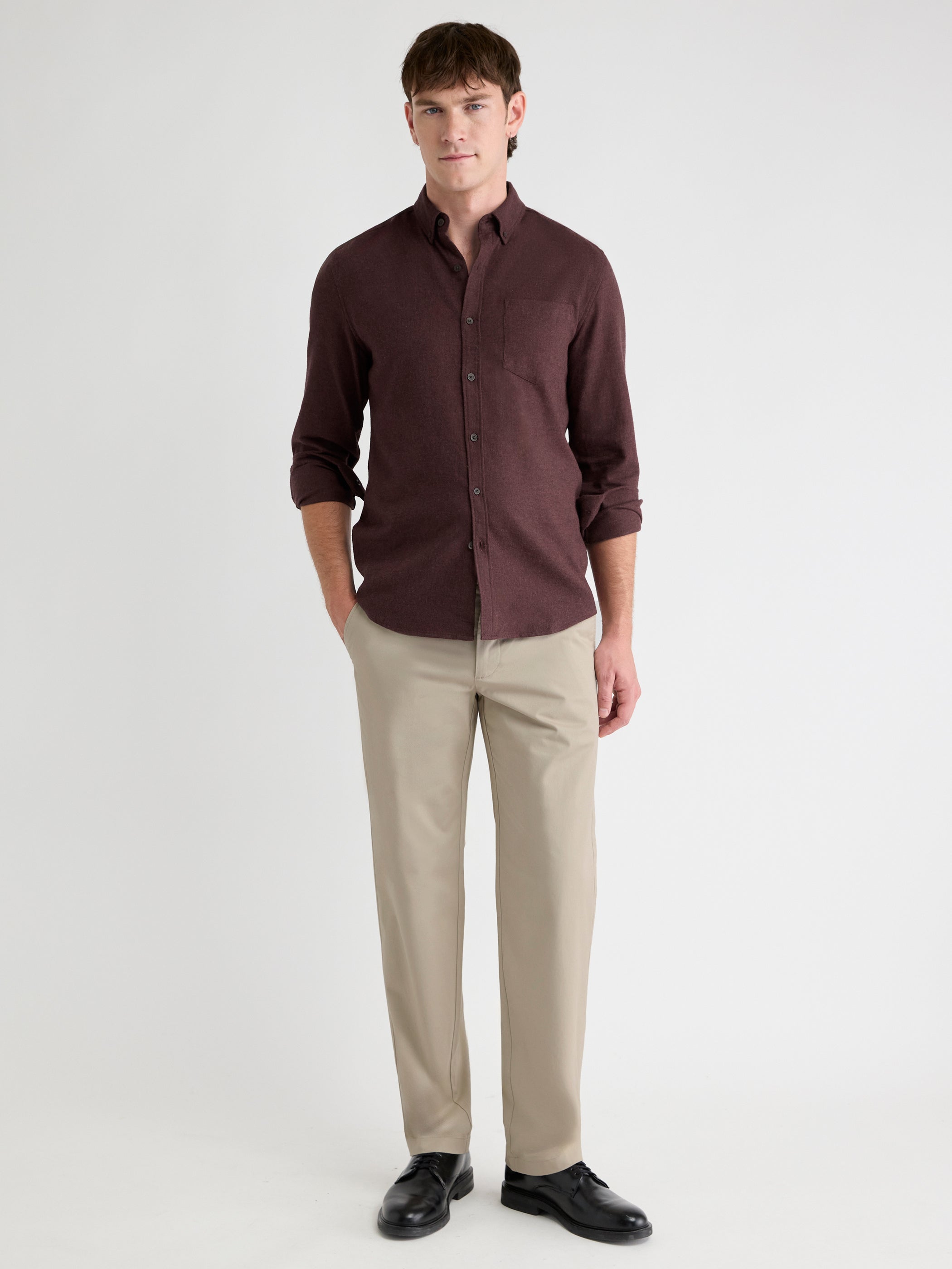 Slim-Fit Solid Flannel Shirt