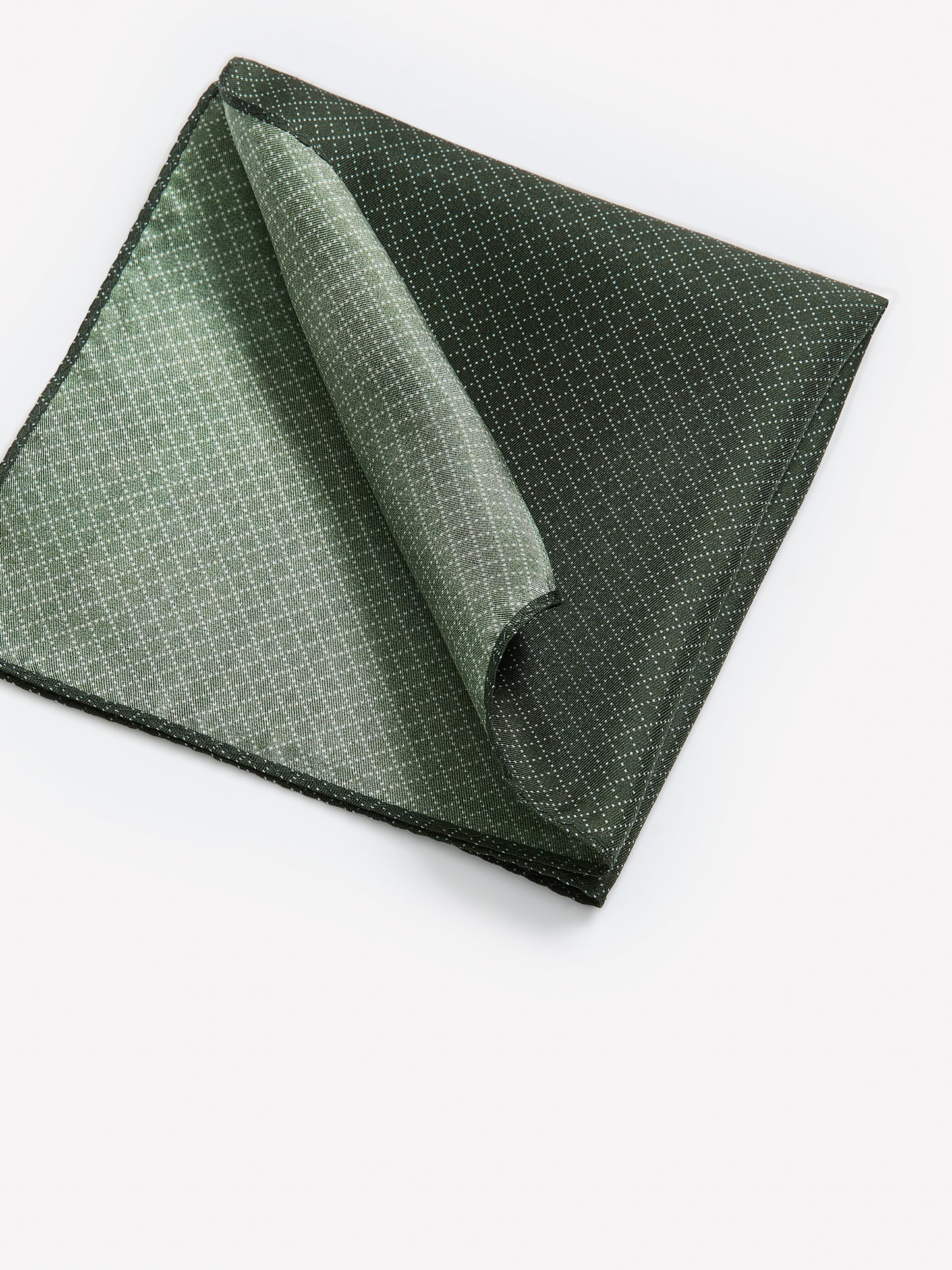 Dark Green Handkerchief with Square Geometric Pattern