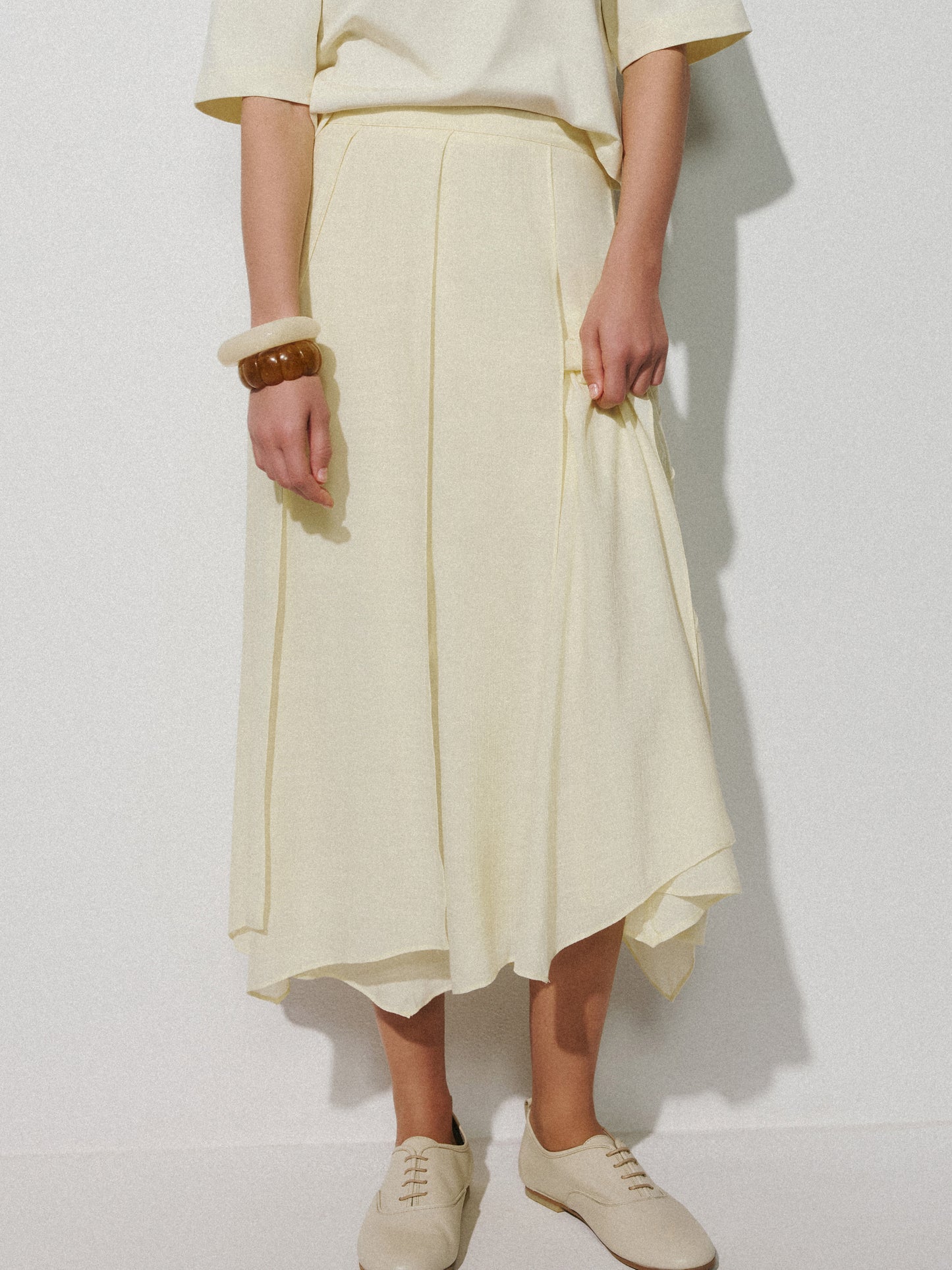 Mid-Rise Flare Midi Skirt