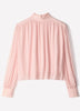 Long-Sleeve Mock-Neck Blouse with Shoulder Pads