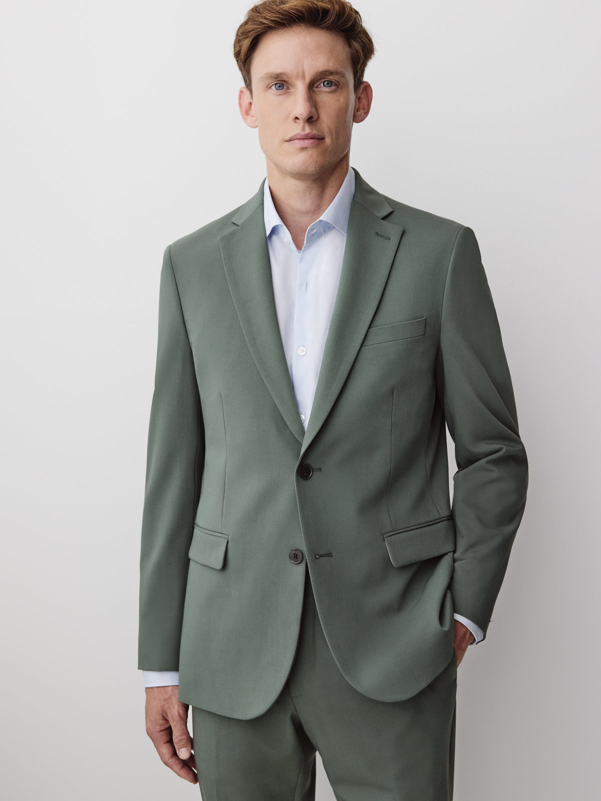 Slim Fit Woven Blazer in Northern Teal