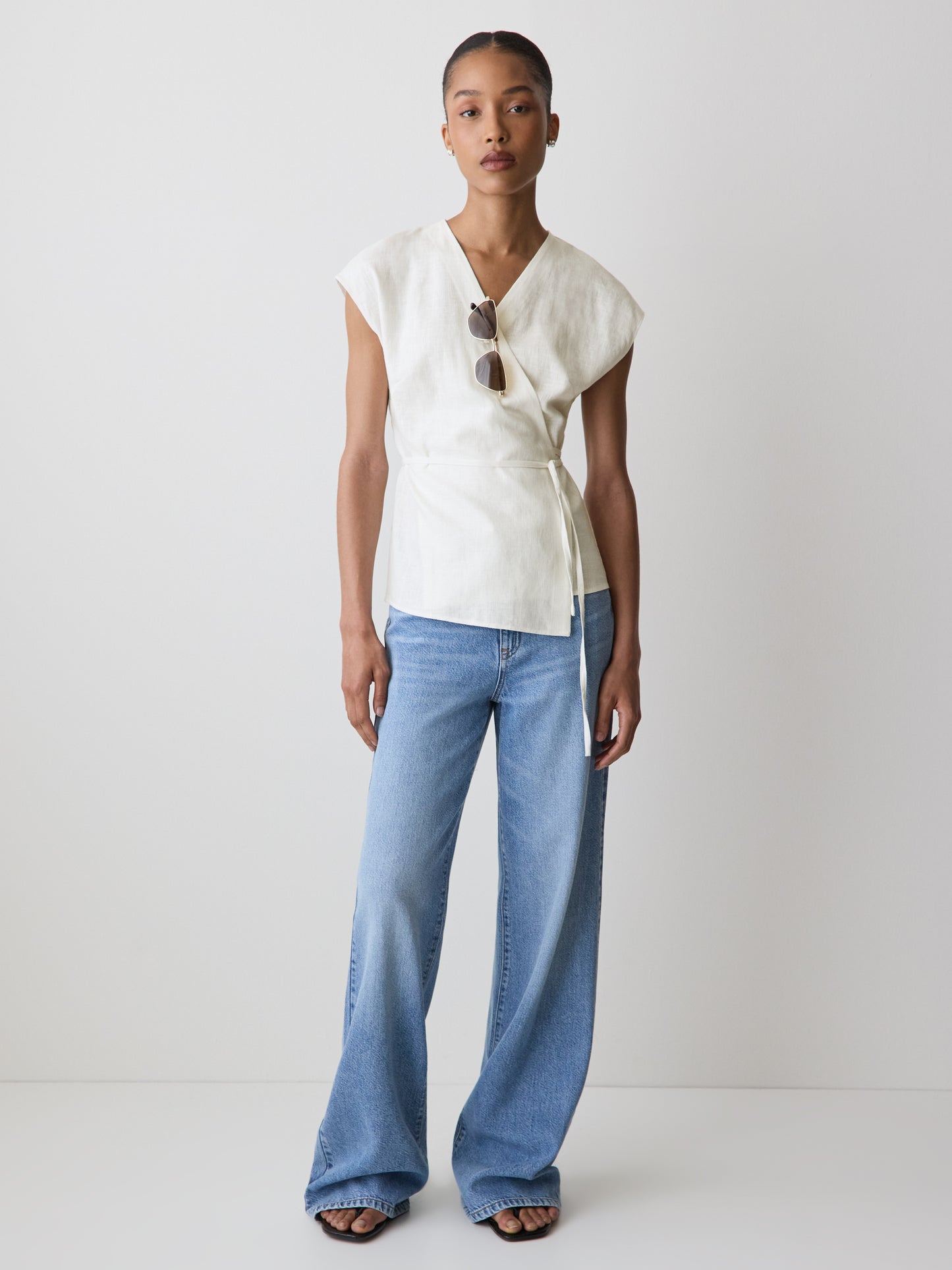 Extended-Sleeve Wrap Blouse