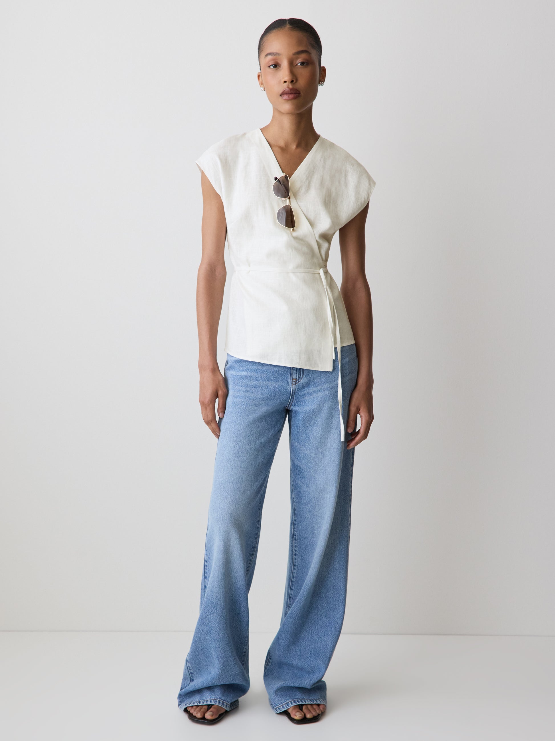 Extended-Sleeve Wrap Blouse