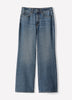 Woven Denim Pant High Rise Wide Leg