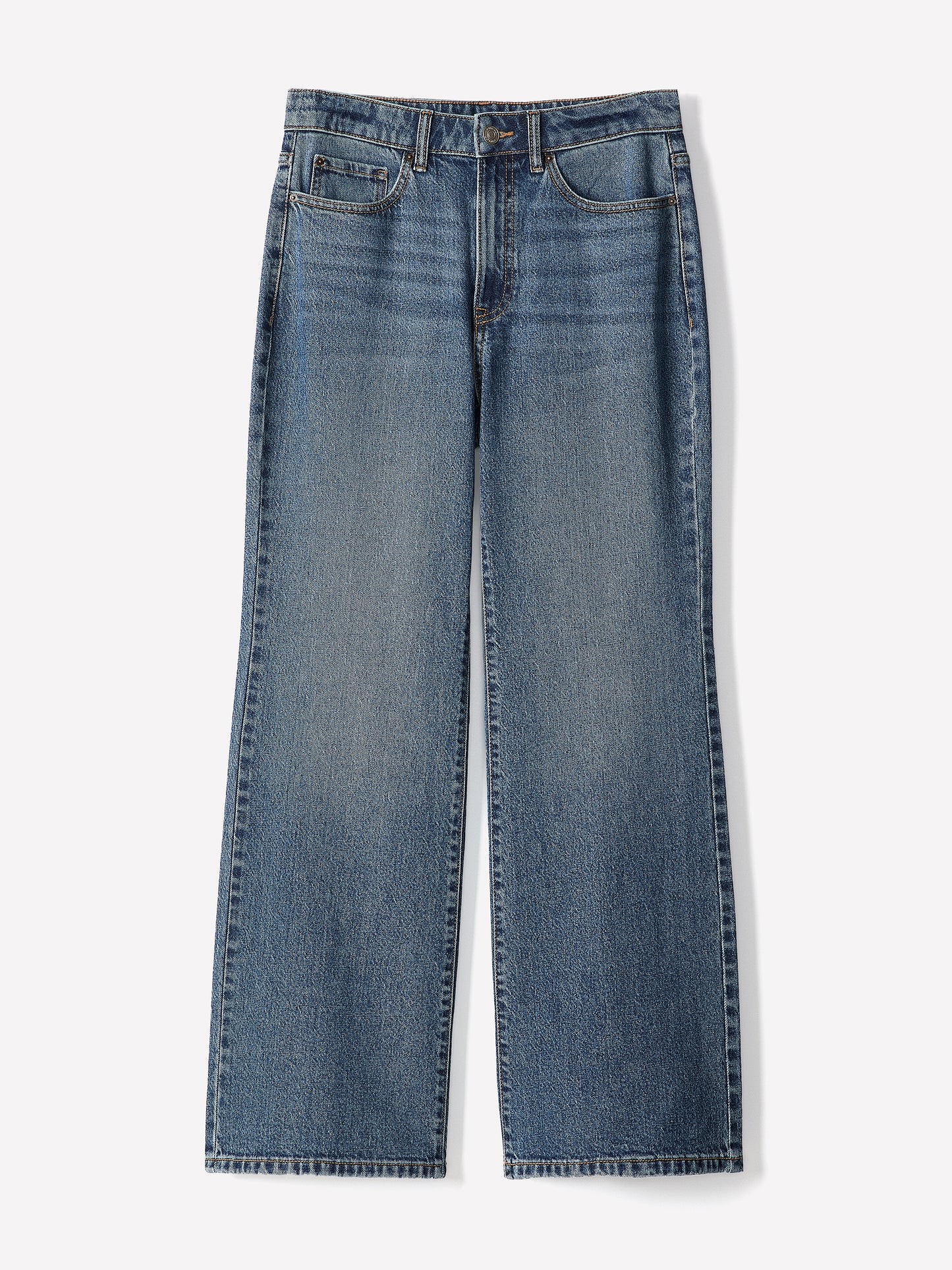 Woven Denim Pant High Rise Wide Leg