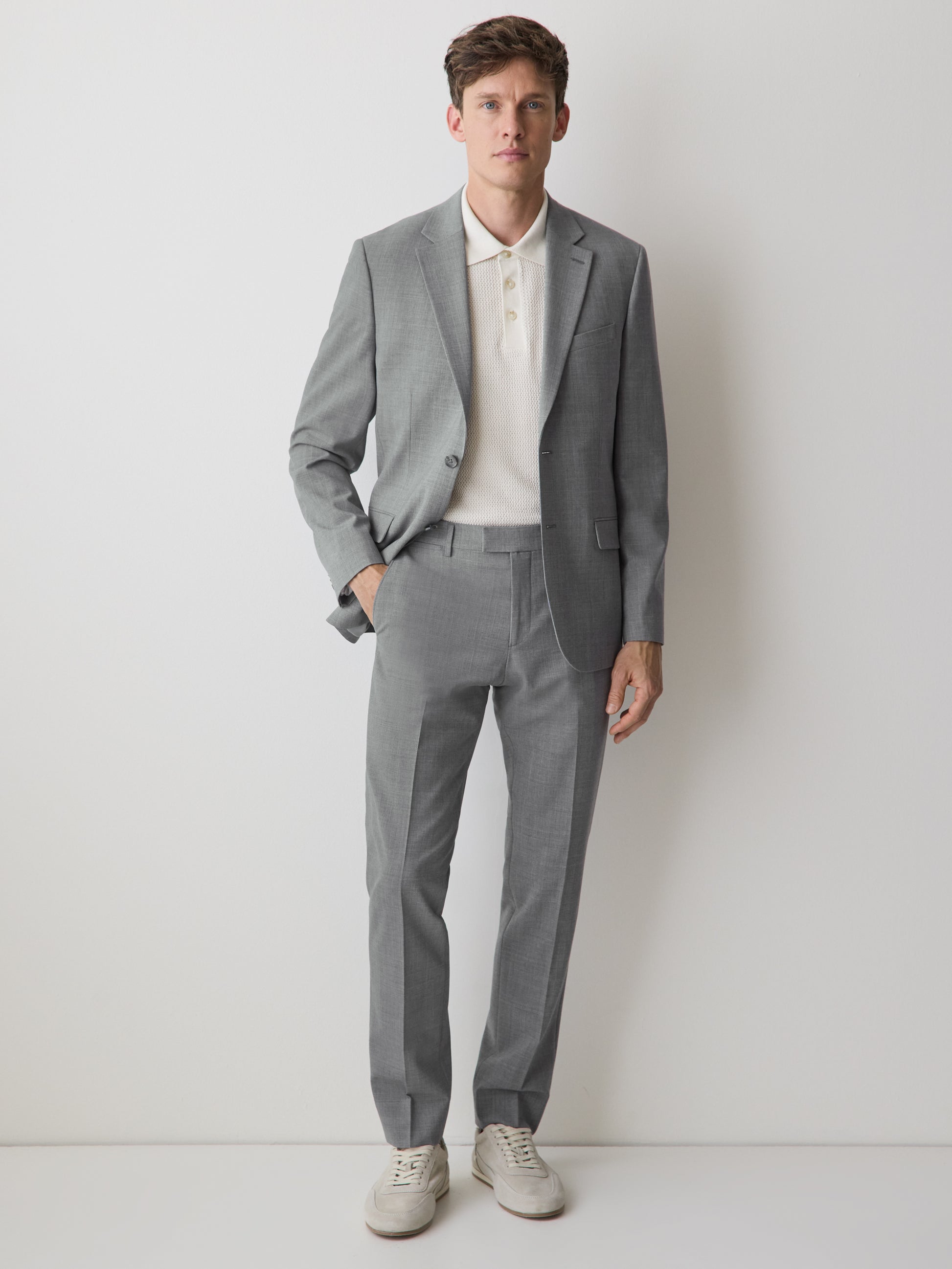 Slim Fit Wool Blend Mens Woven Pant