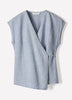 Woven Linen Blend Blouse Extended Sleeve