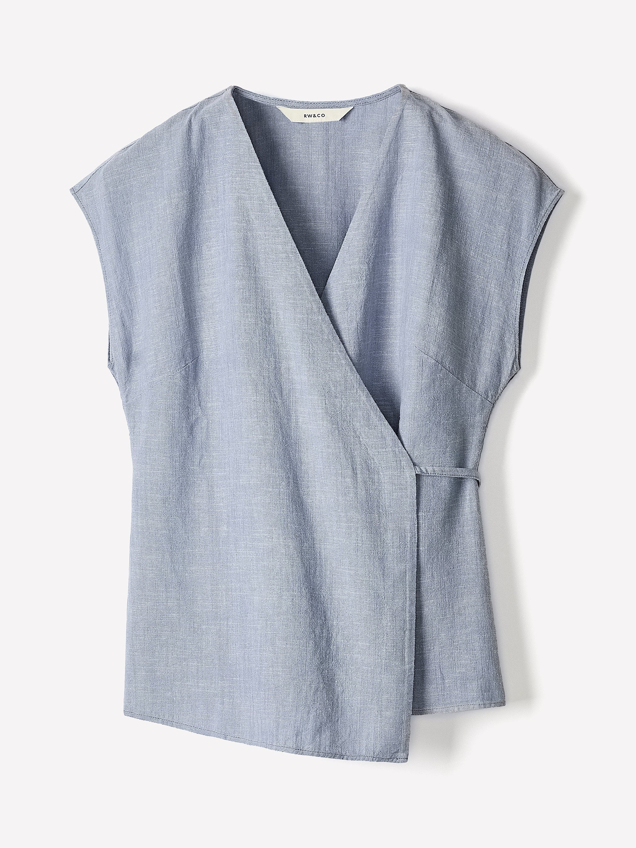 Woven Linen Blend Blouse Extended Sleeve