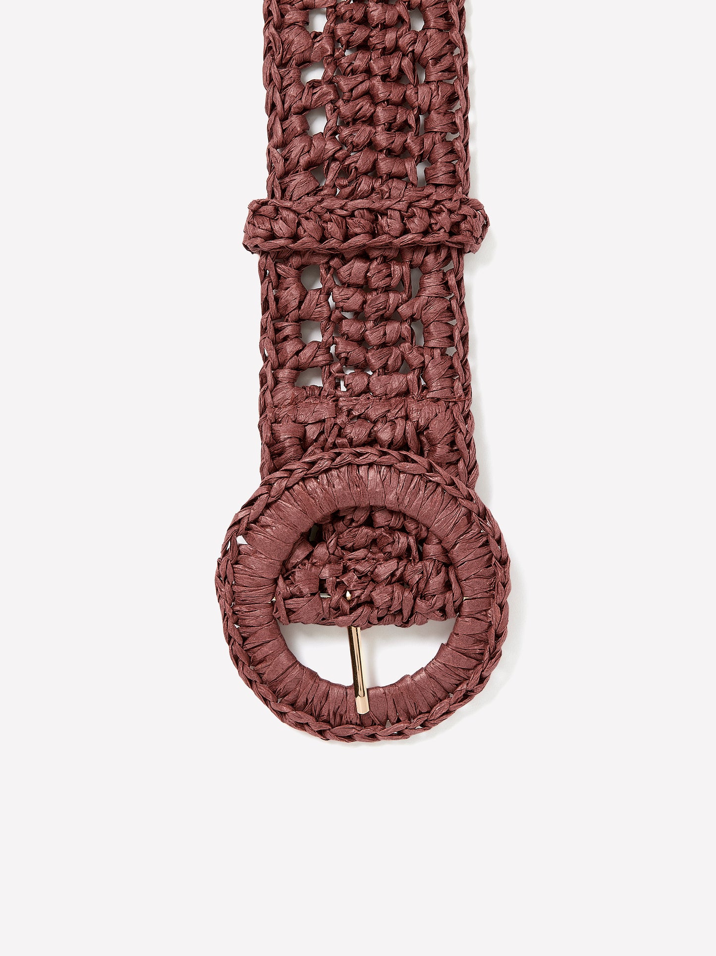 Non-Stretch Raffia Belt with Round Buckle