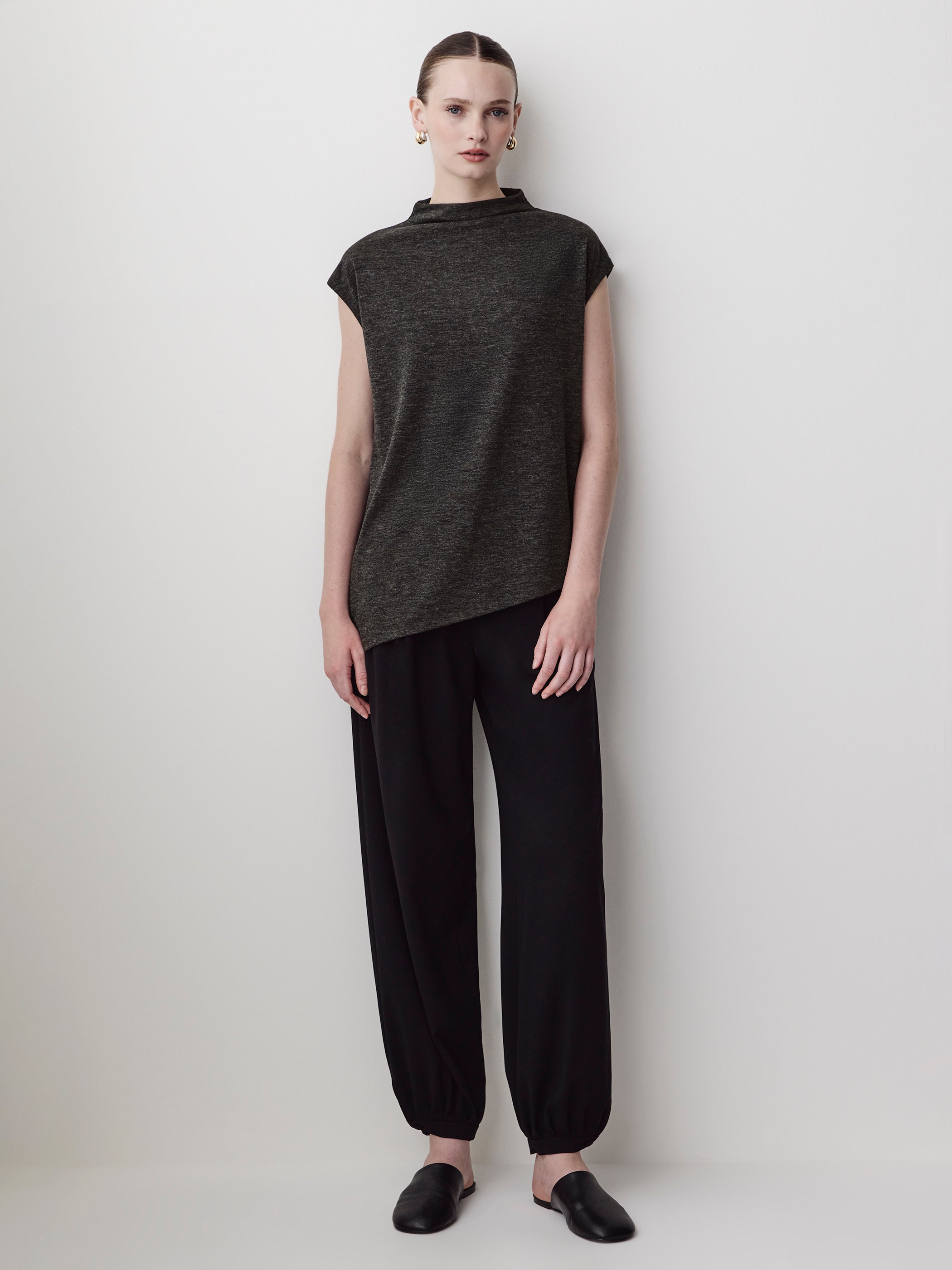 Knit Asymmetric Top Blend Fabric