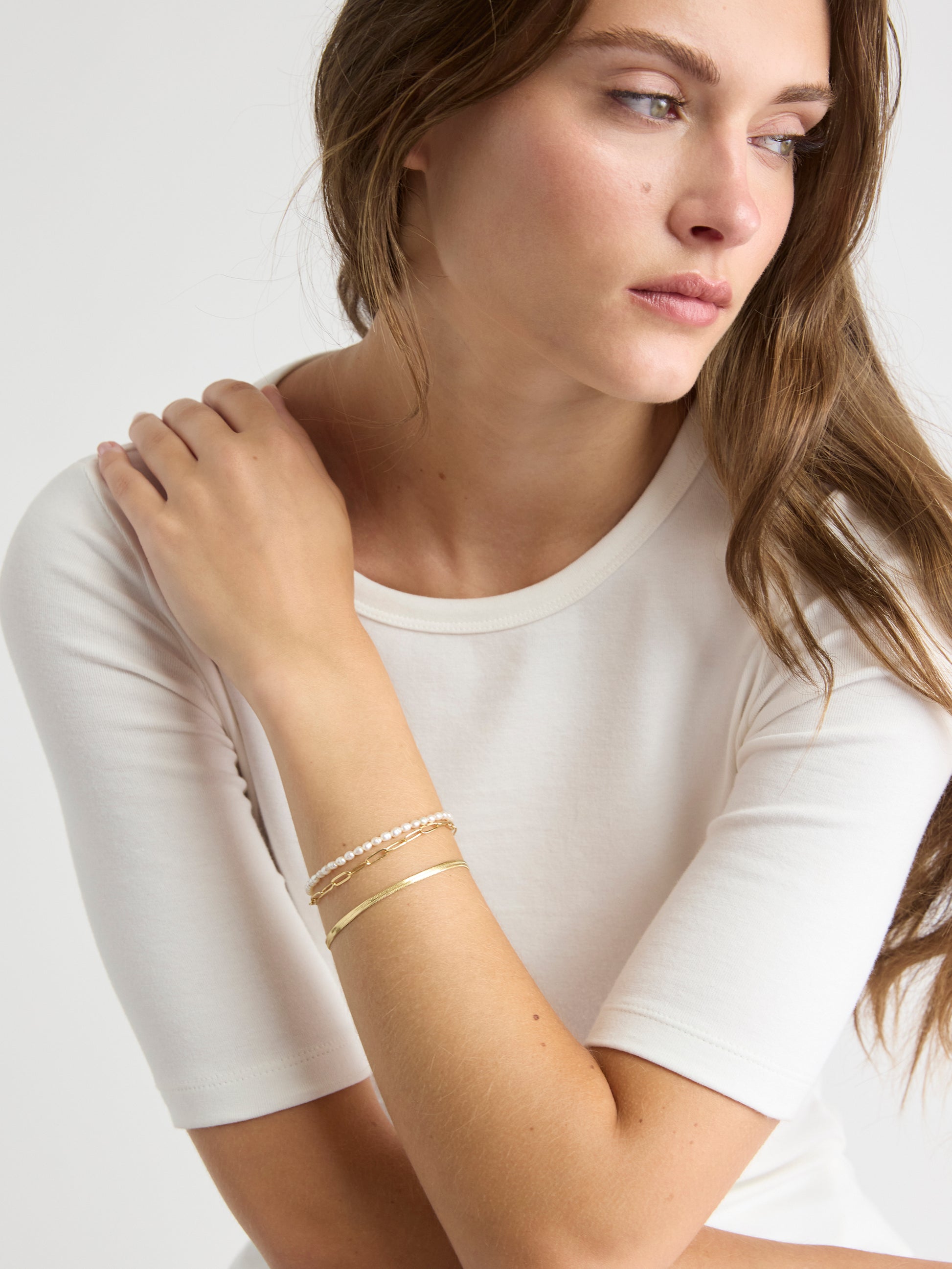 Freshwater Pearls and Chain Bracelets - Set of 3