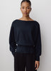 Ladies Knit Sweater Cinched Waist Boat Neck Cotton Blend
