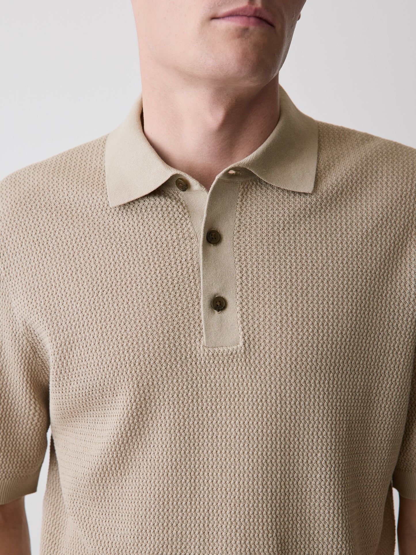Textured Short-Sleeve Polo Sweater