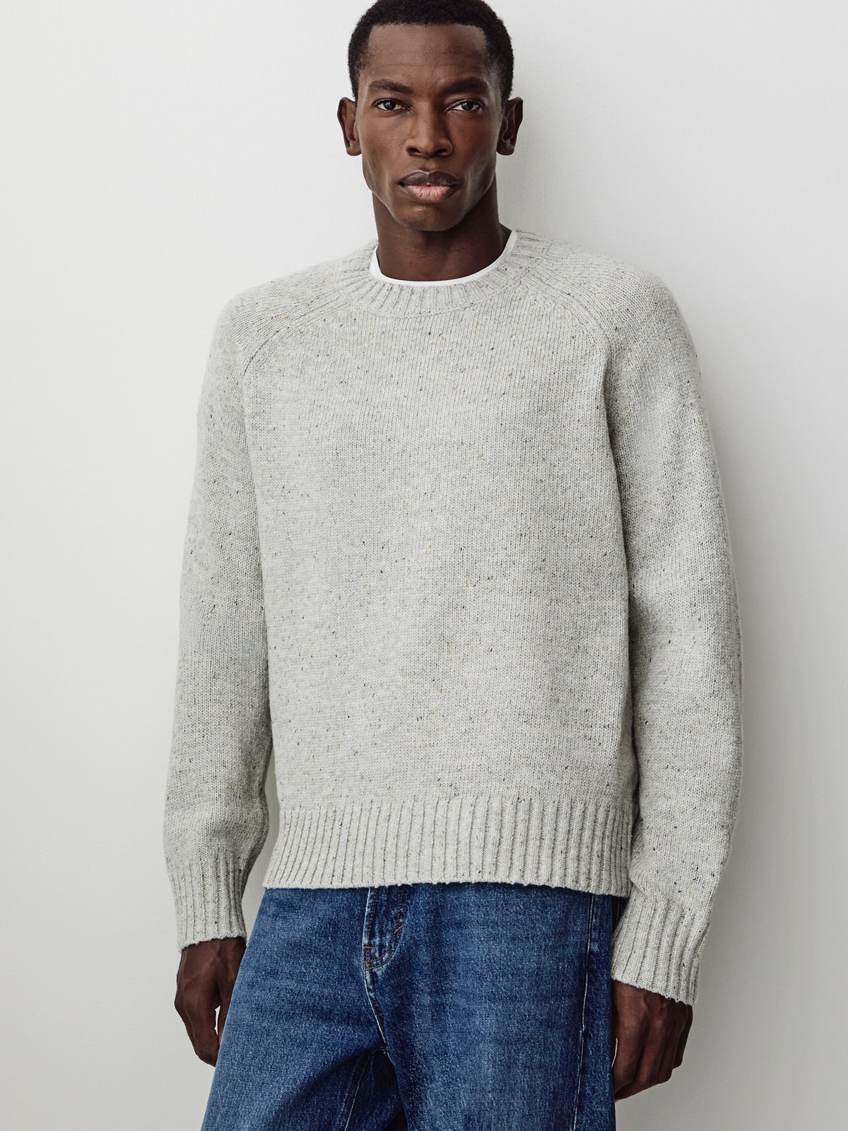 Crew Neck Sweater with Acrylic Cotton Wool Blend