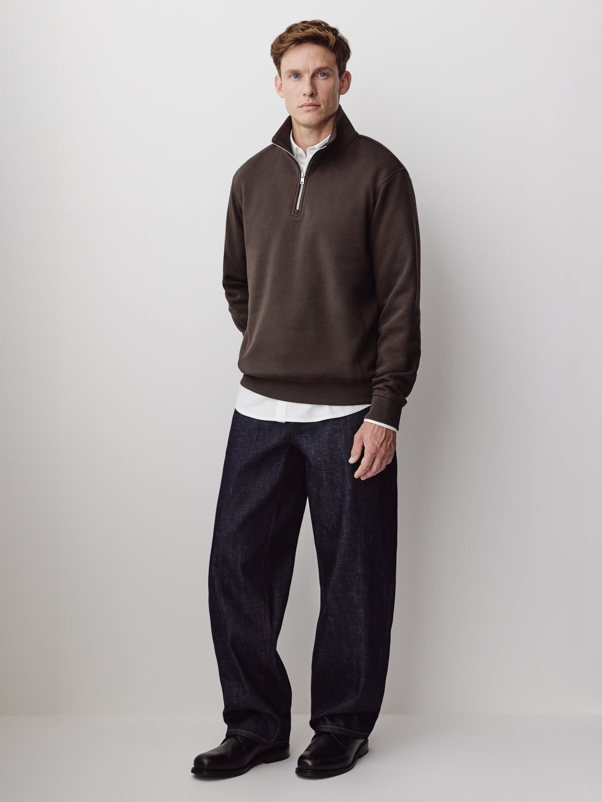 Long-Sleeve Half-Zip Mock-Neck Sweater
