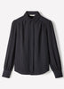 Silky Crepe Long-Sleeve Buttoned-Down Blouse