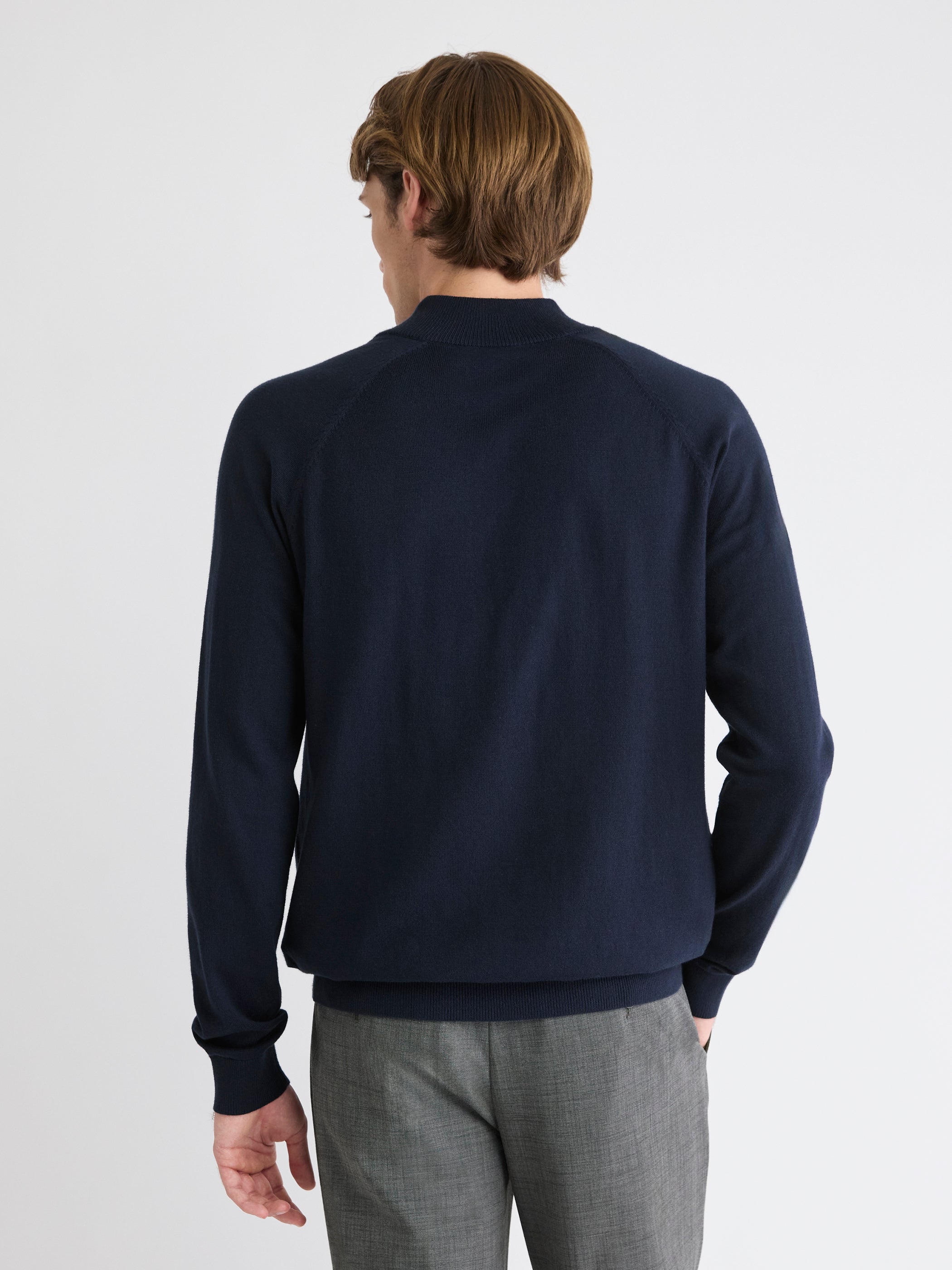 Long-Sleeve Half-Zip Mock-Neck Sweater
