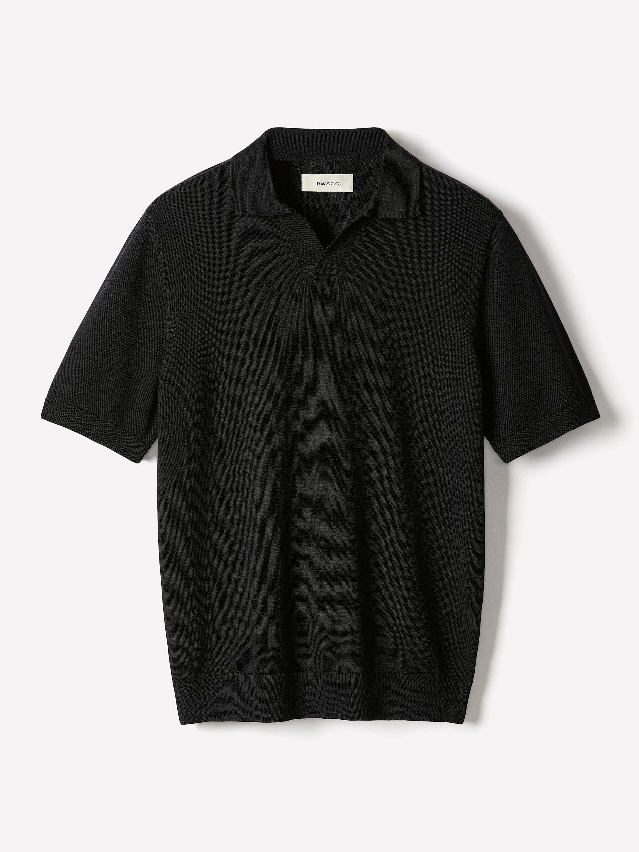 Cotton Short-Sleeve Polo with Johnny Collar