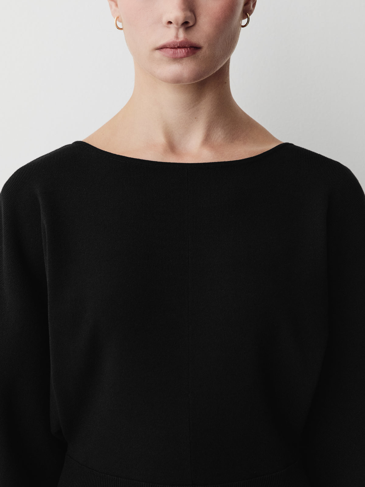 Knit Batwing Sleeve Flare Midi Dress