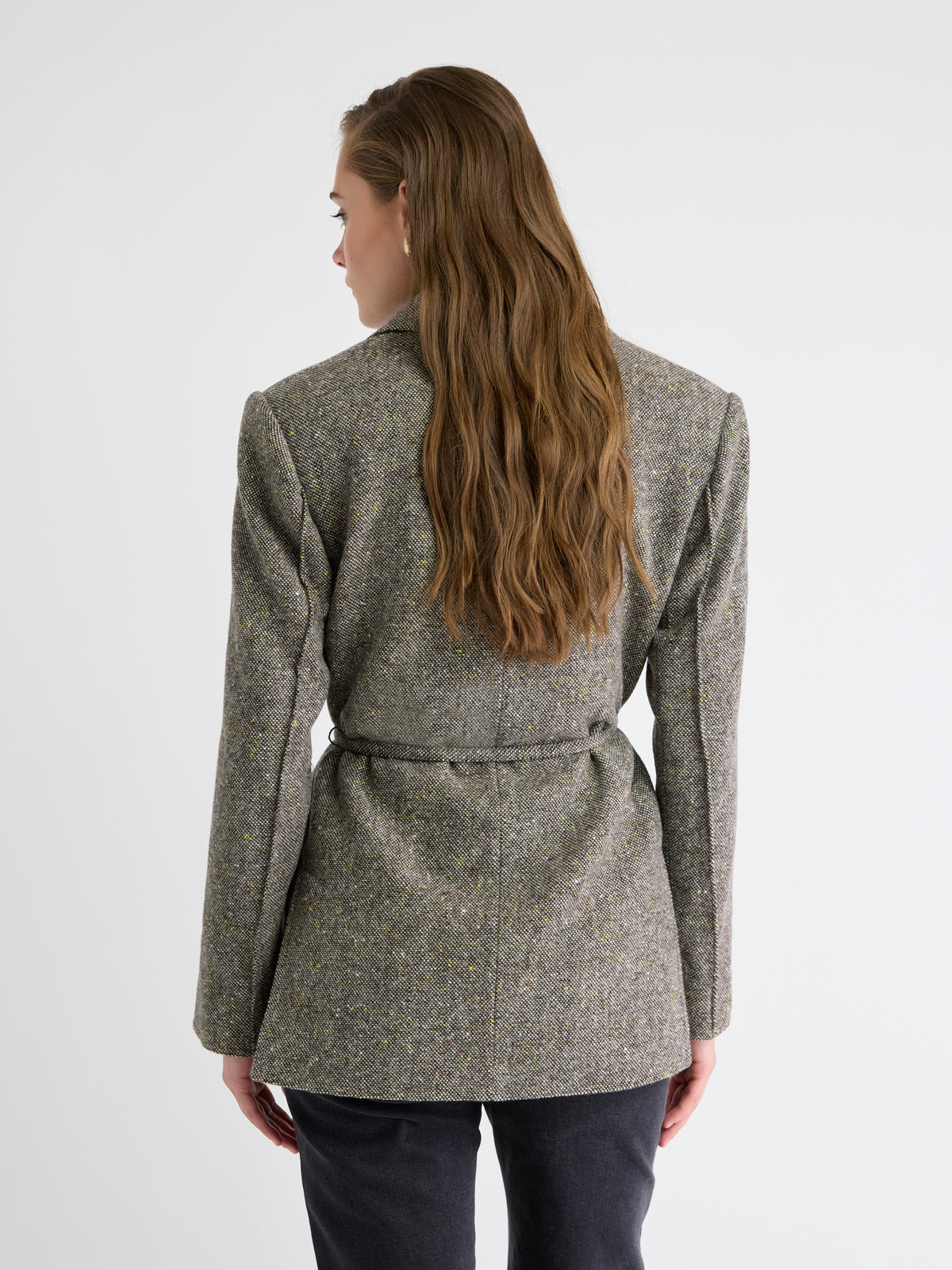 Oversized One-Button Tweed Blazer