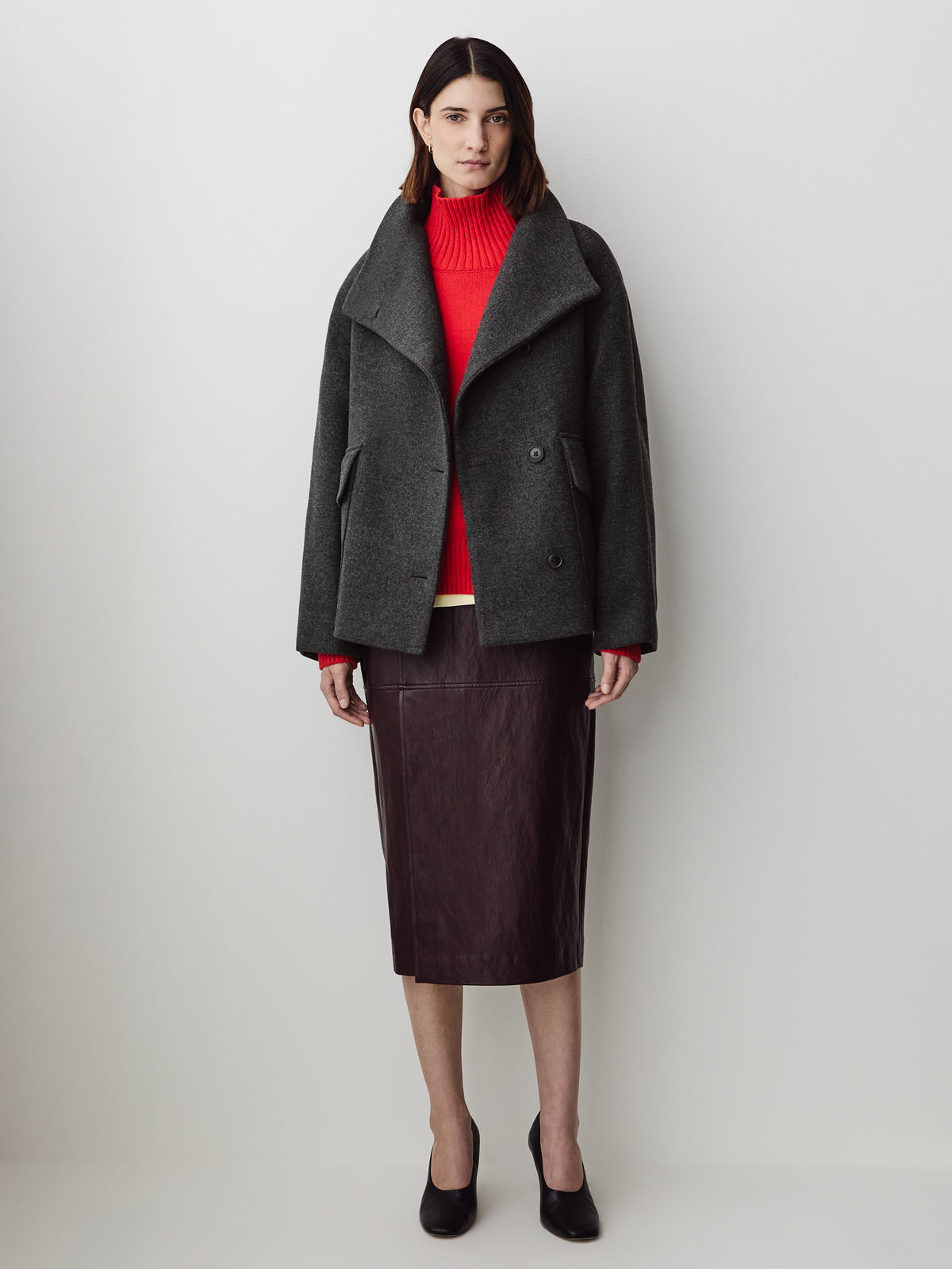 Wool-Blend Funnel-Neck Jacket