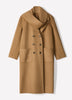 Wool Blend Double-Breasted Coat with Removable Scarf