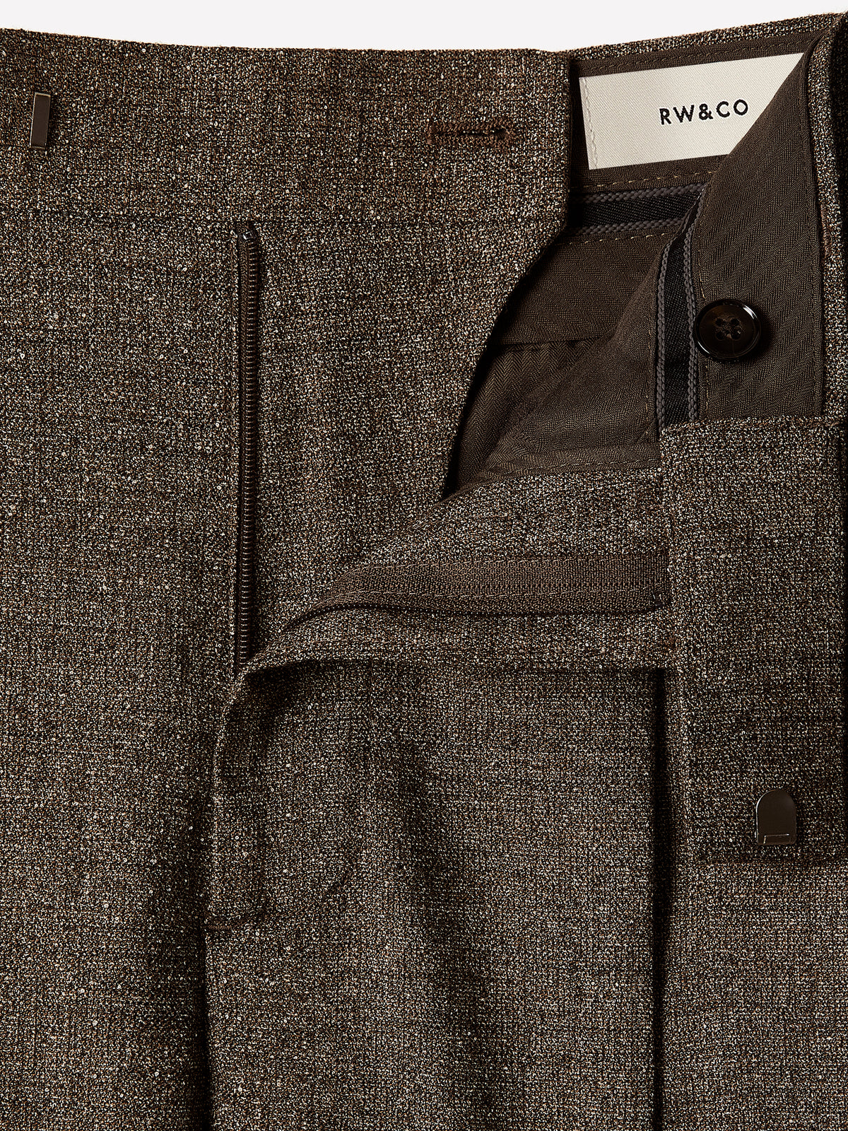 Pleated Tapered-Leg Tweed Suit Pant