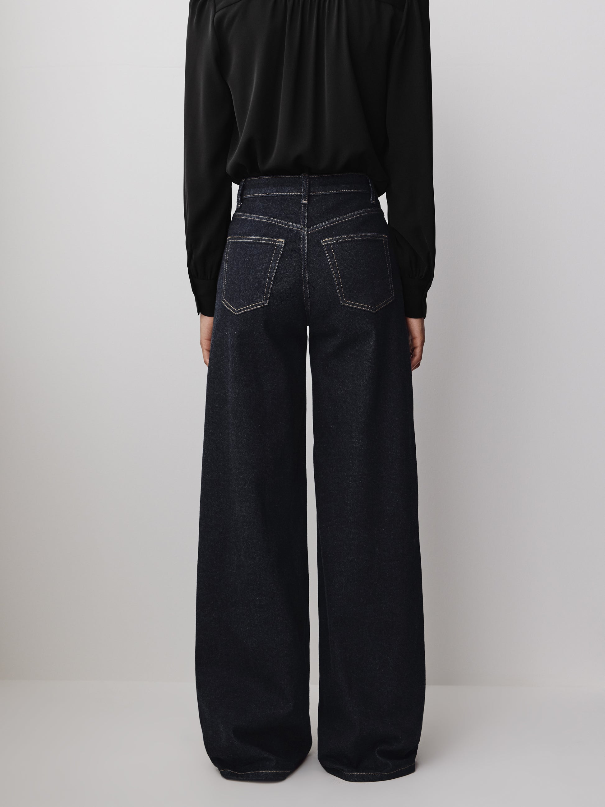 Woven Denim High Rise Ultra Wide Pant