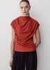 Extended-Sleeve Crew-Neck Draped Top