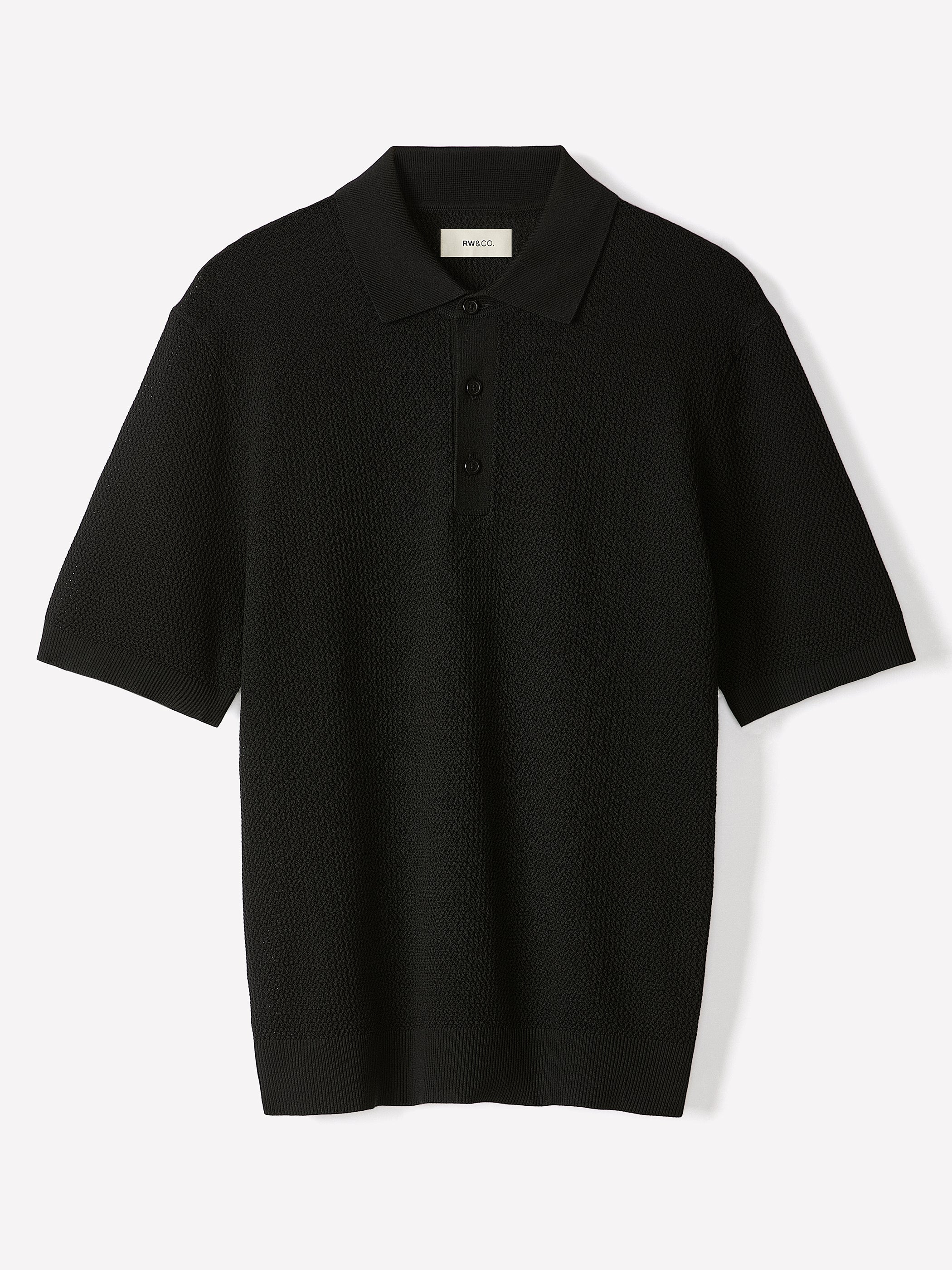 Textured Short-Sleeve Polo Sweater