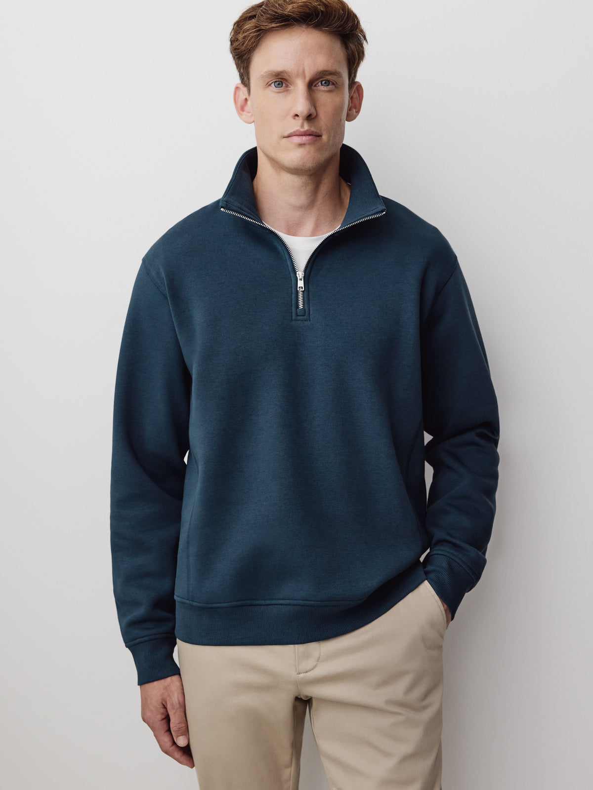 Long-Sleeve Half-Zip Mock-Neck Sweater