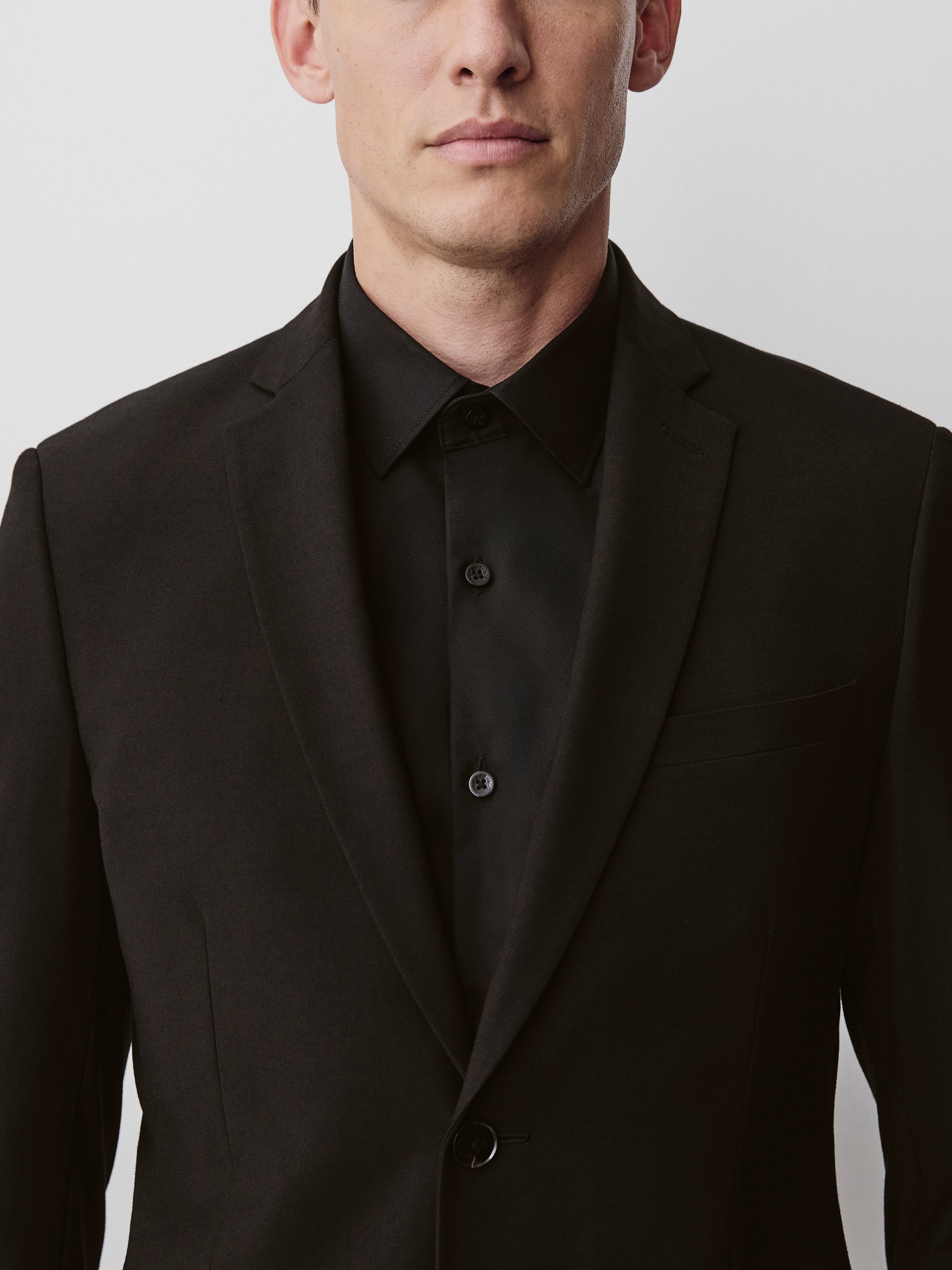 Essential Slim Fit Black Wool-Blend Suit Blazer