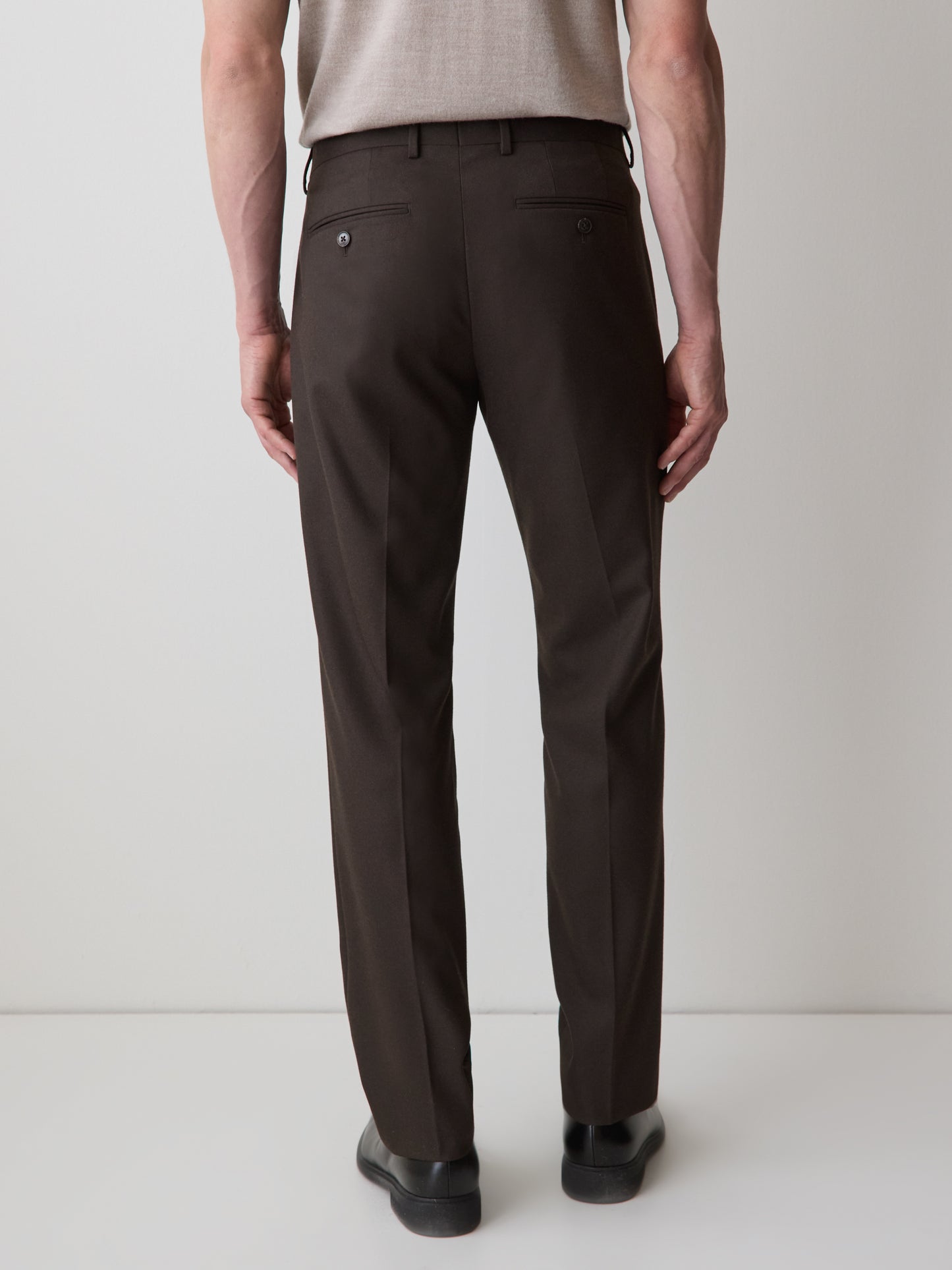 Slim Fit Dark Brown Brushed Twill Pant