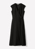 Extended-Sleeve V-Neck Wrap Midi Dress