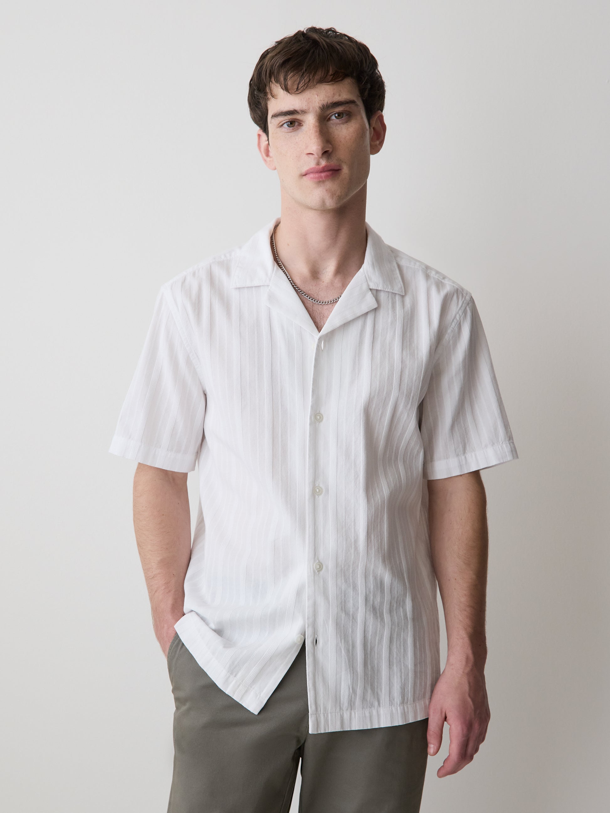 Short-Sleeve Shirt with Camp Collar