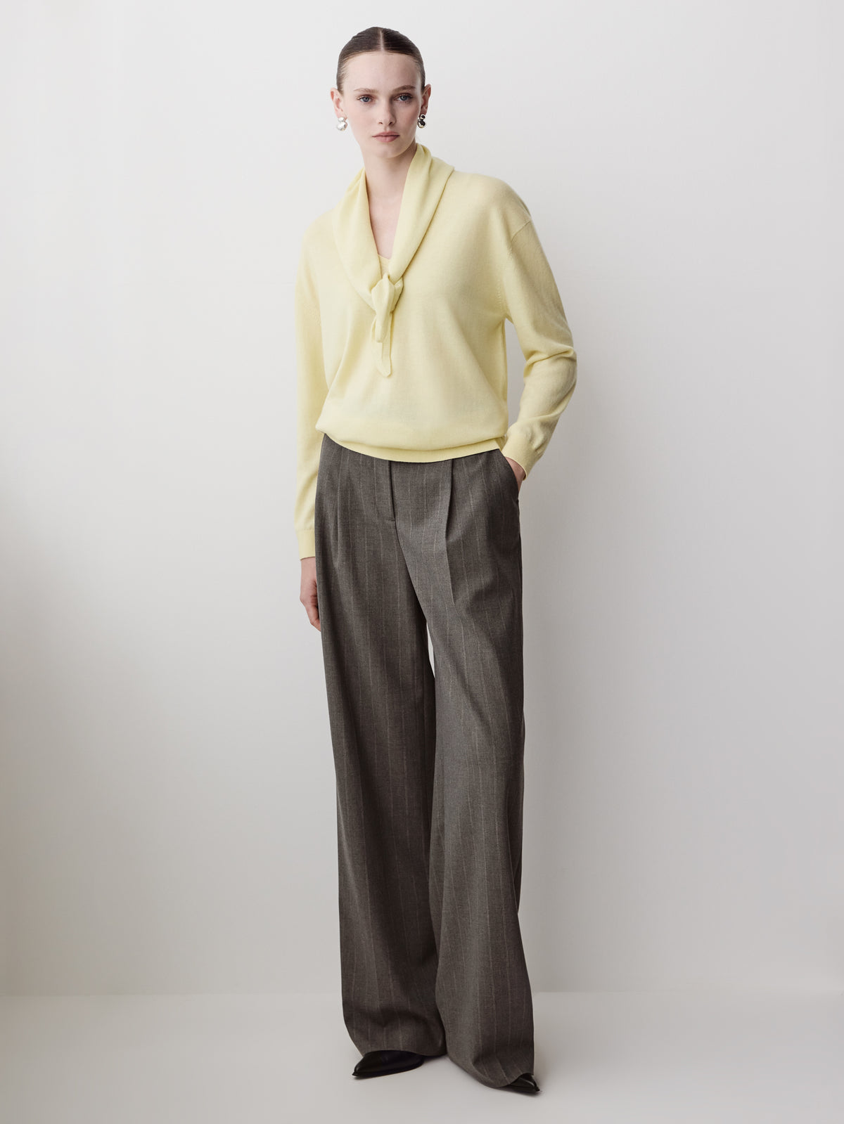 Long-Sleeve V-Neck Oversized Merino Sweater