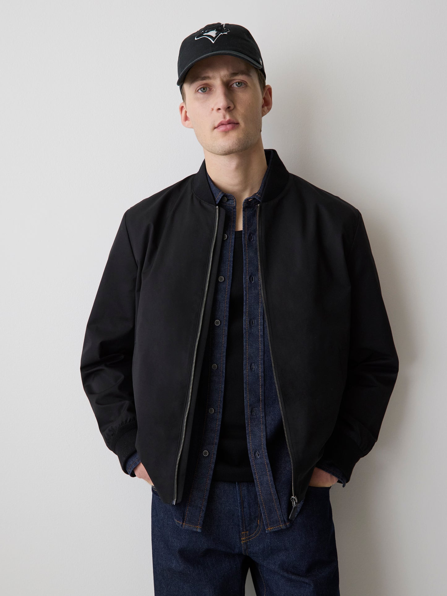 Black Twill Bomber Jacket
