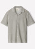 Striped Short-Sleeve Crochet Shirt with Camp Collar