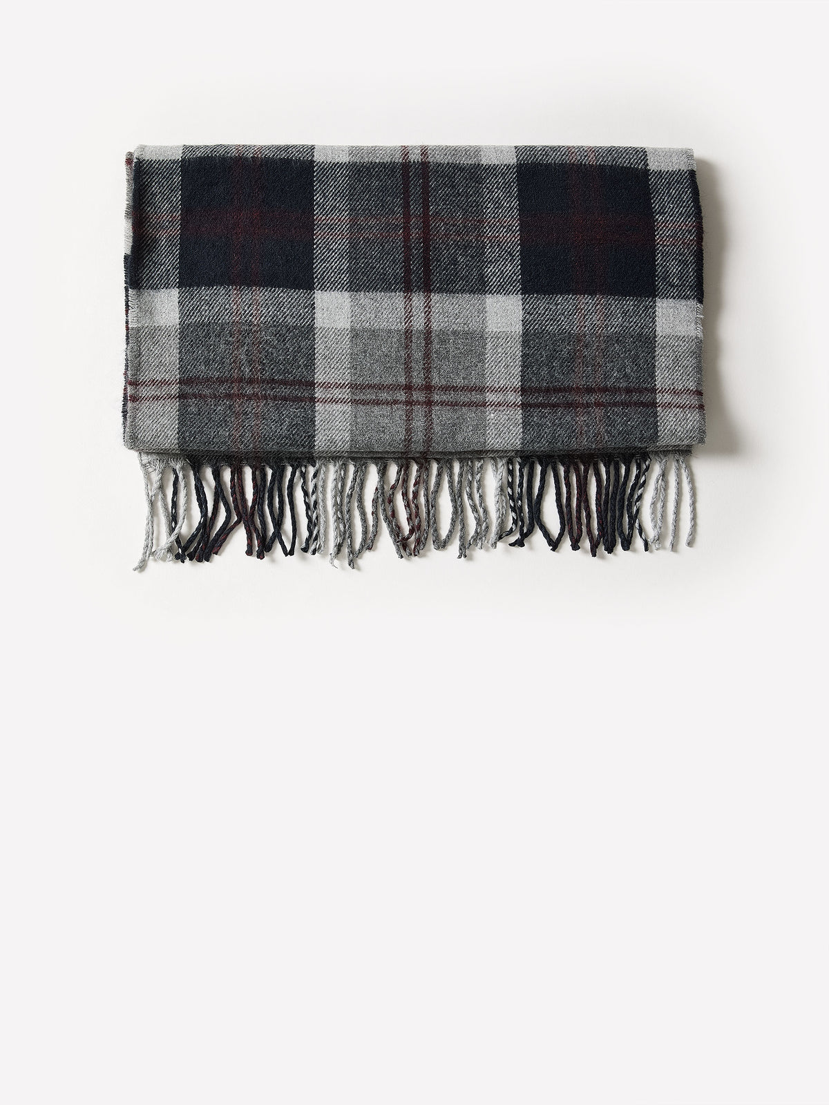 Plaid Scarf with Fringes