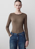 Long Sleeve Knit Pullover Crew Neck Cotton Blend