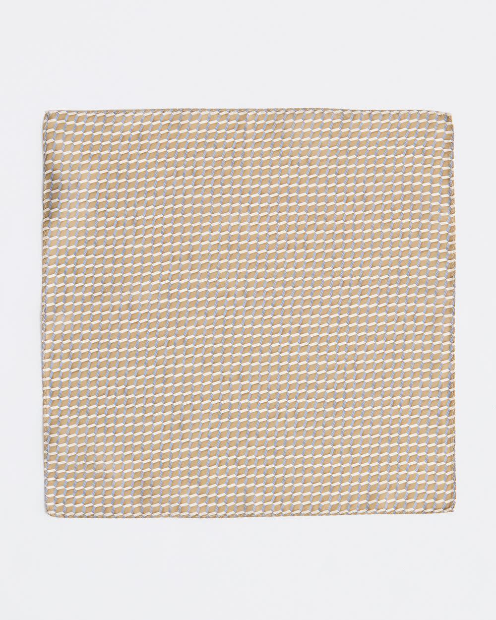 Beige and Grey Handkerchief with Geometric Pattern