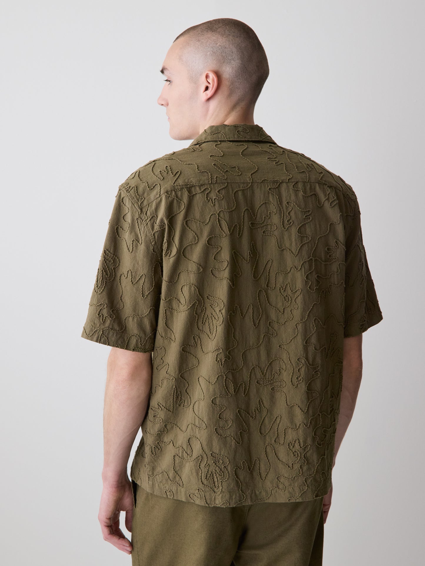 Short-Sleeve Camp-Collar Shirt with Embroidered Details