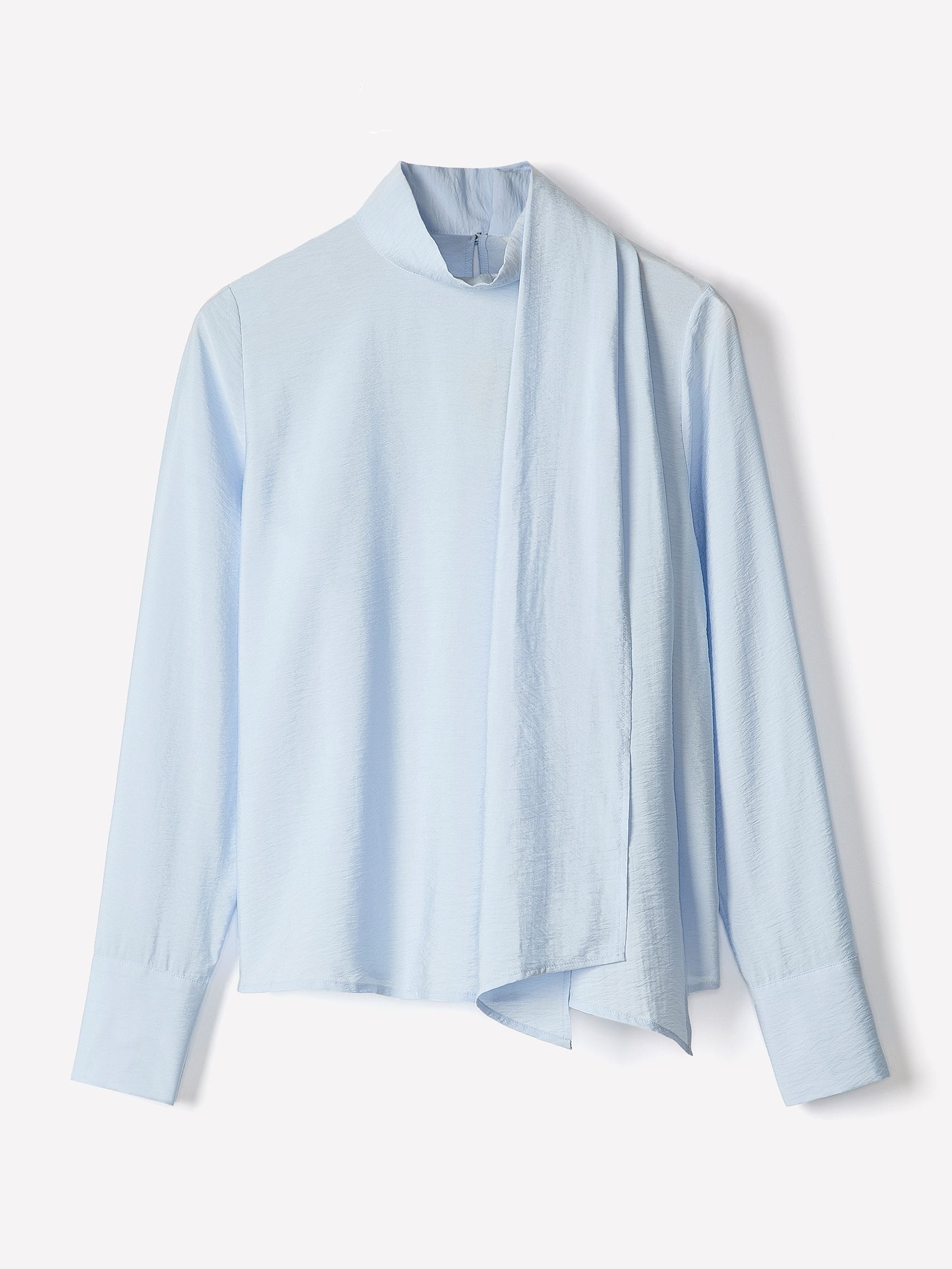 Long-Sleeve Popover Blouse with Scarf Neckline