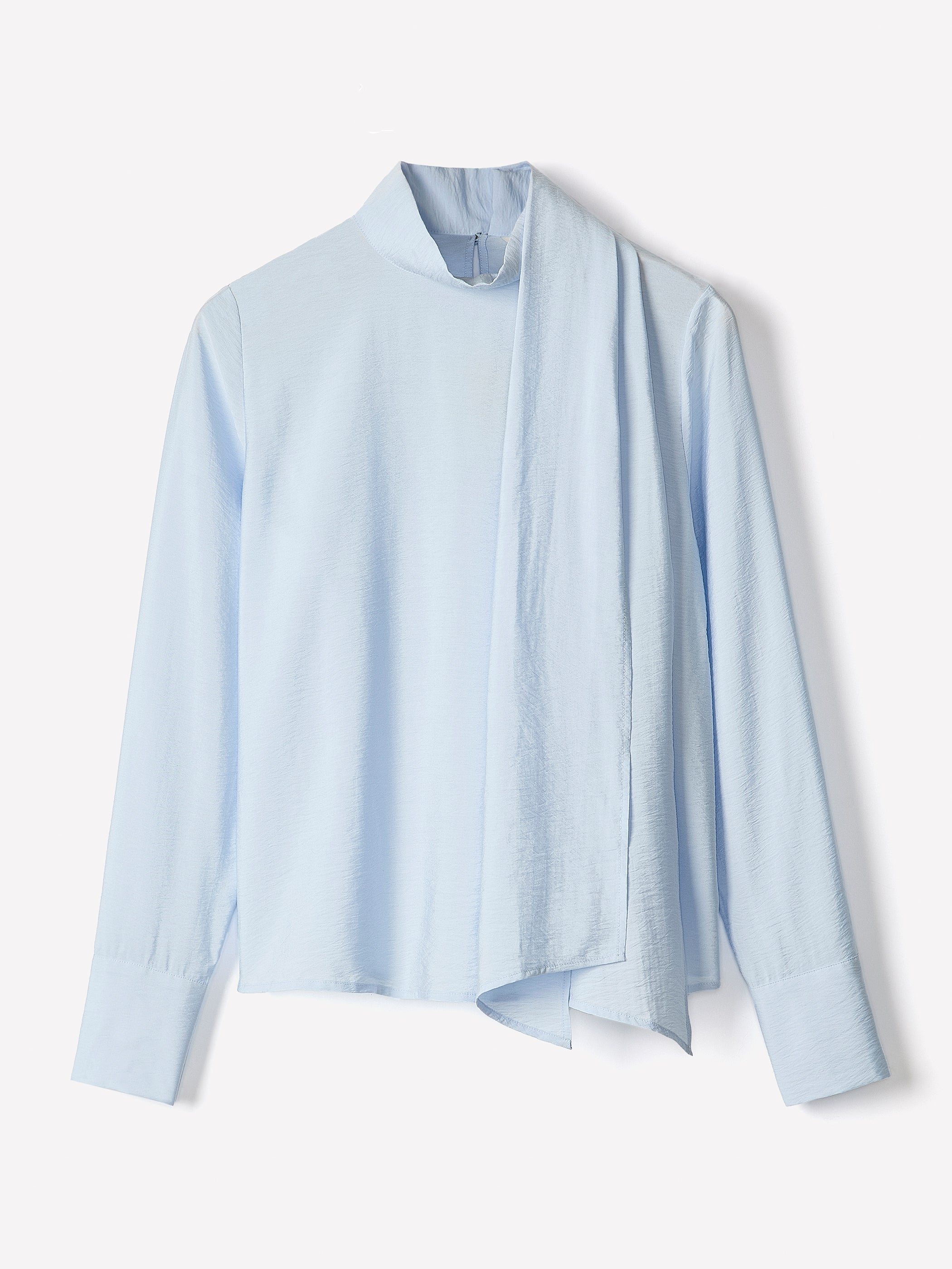 Blouse Popover à Manches Longues avec Encolure à Foulard