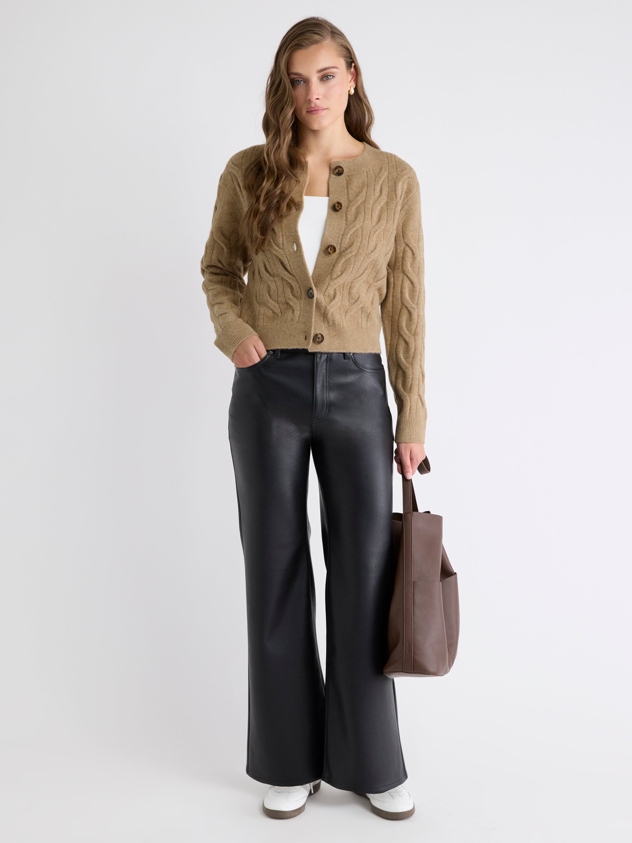 Long-Sleeve Cable-Stitch Cardigan