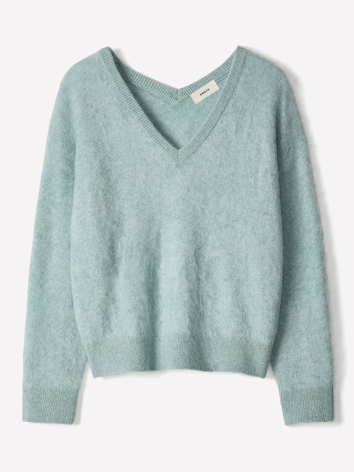 Long-Sleeve V-Neck Hairy Merino Sweater