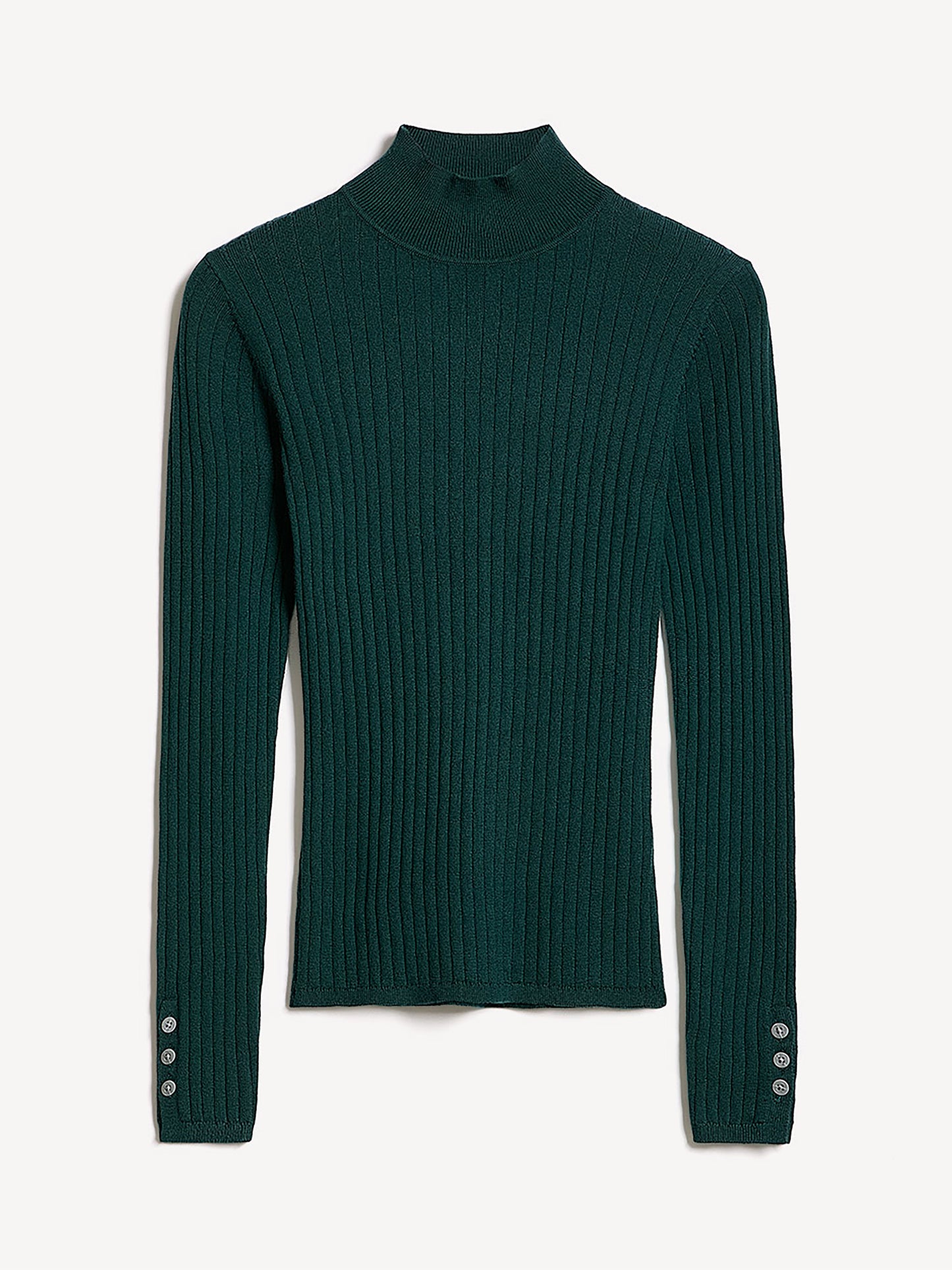 Mock-Neck Sweater with Buttons on Sleeves