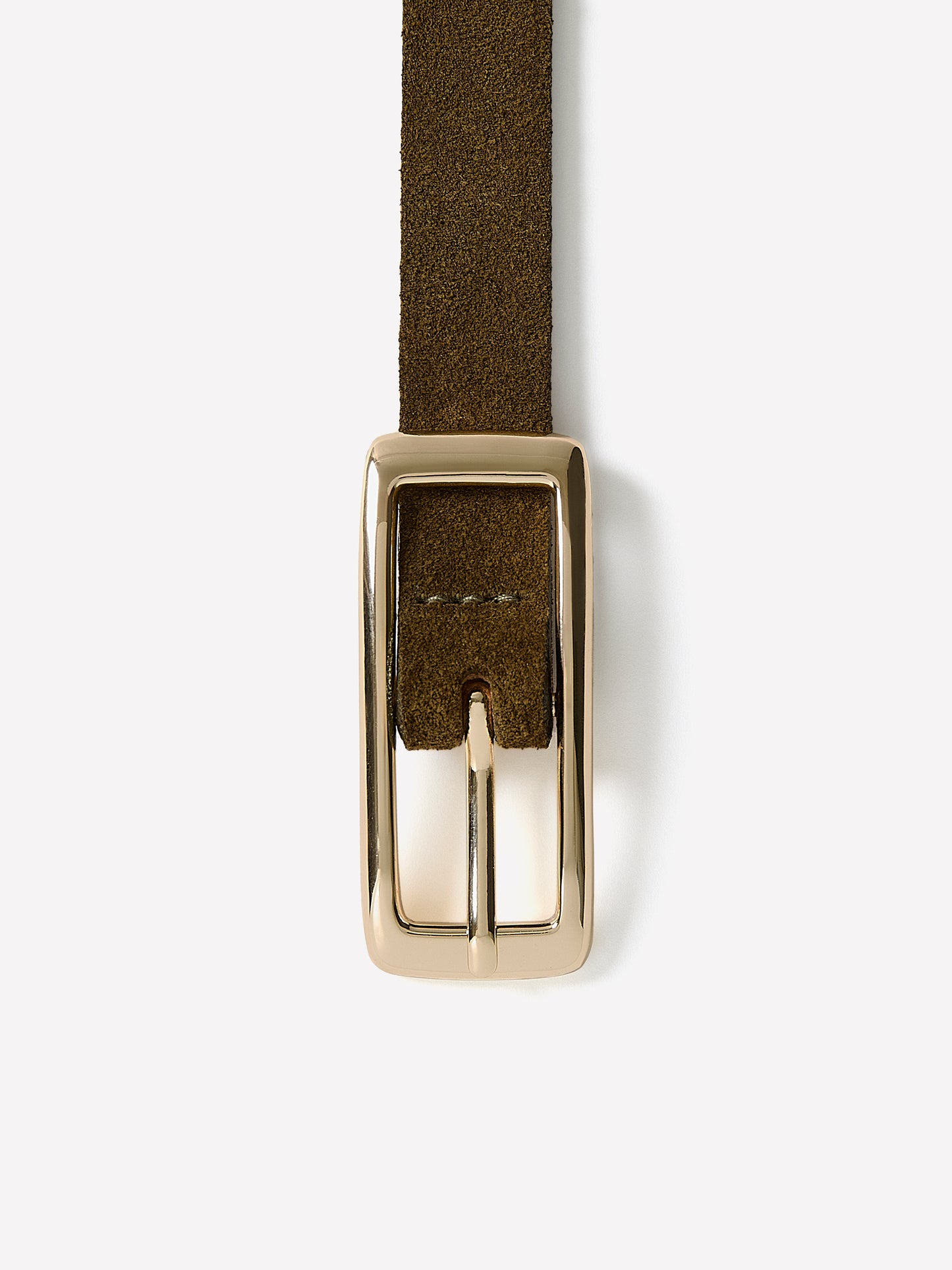 Slim Suede Belt with Square Buckle
